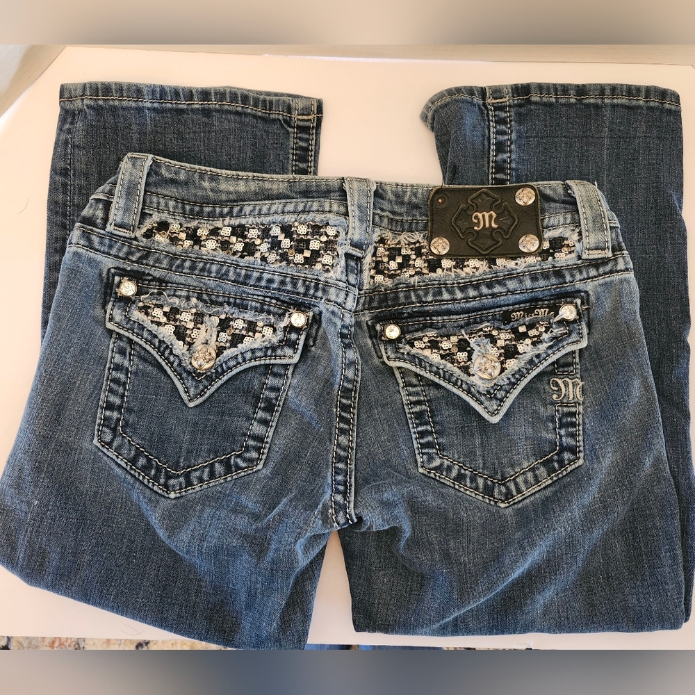 Miss Me Women's Blue Embellished Boot Jeans 27 #4